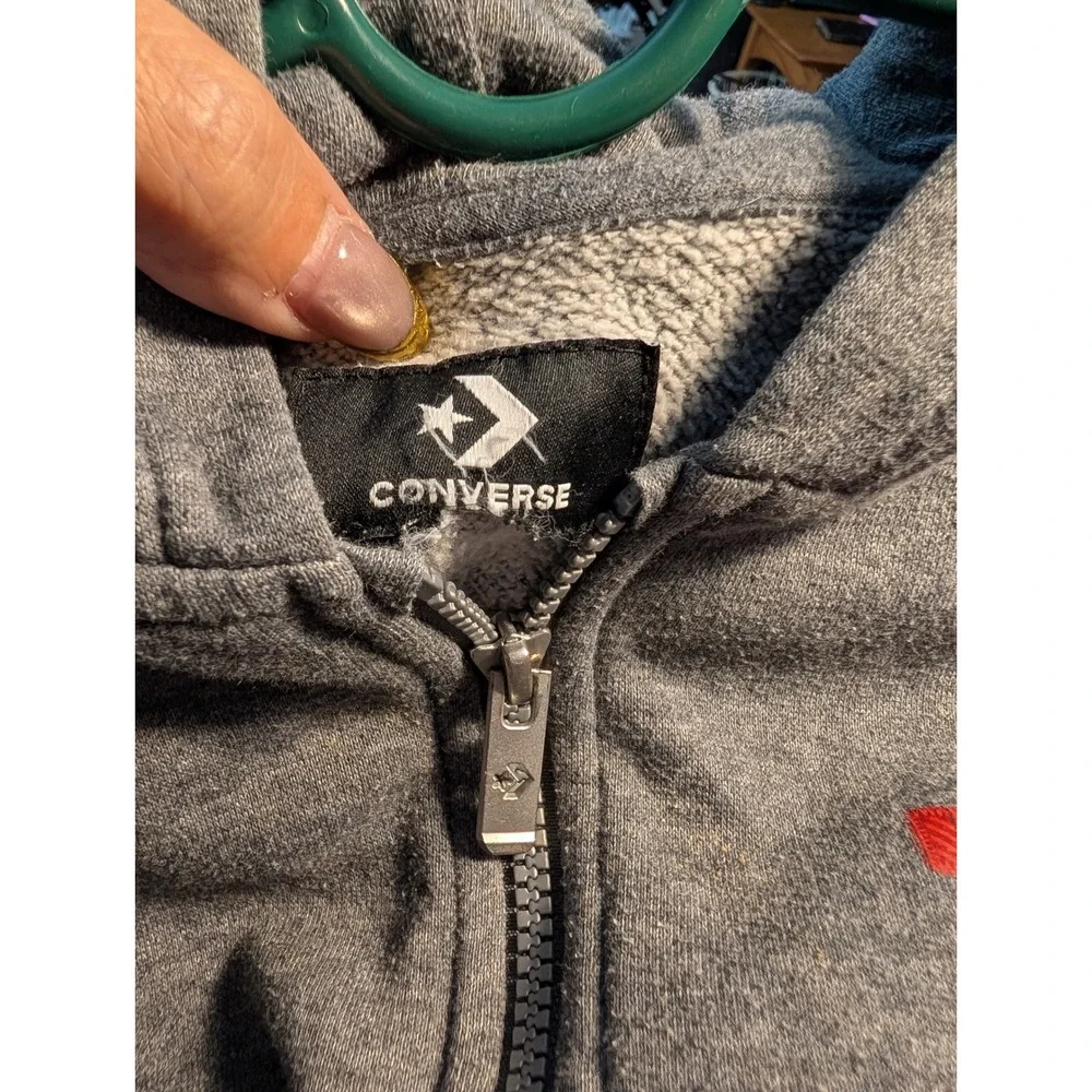 Kids Converse All Star Gray‎ Zip Up Hoodie Cotton Polyester Blend Size Large